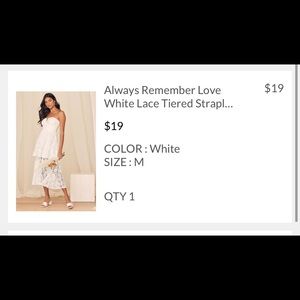 White Lace Tiered Strapless Midi Dress